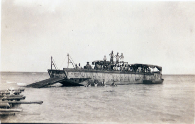 Supplies landed by barge