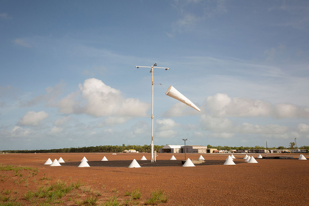 The sealed runway and windsock at Mungalalu North Kimberley Airport