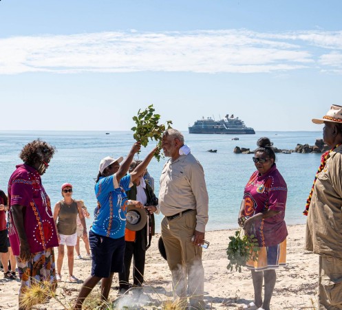 A welcome ceremony on a North Kimberley beach